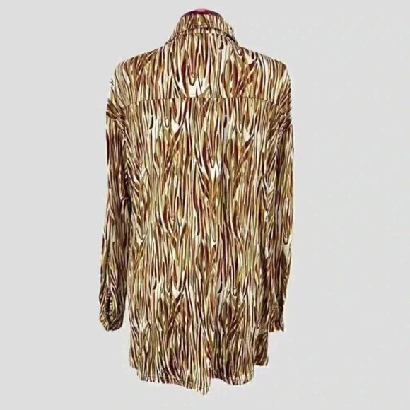 NEW! Shein button up shirt XL white/gold/brown - Picture 3 of 8